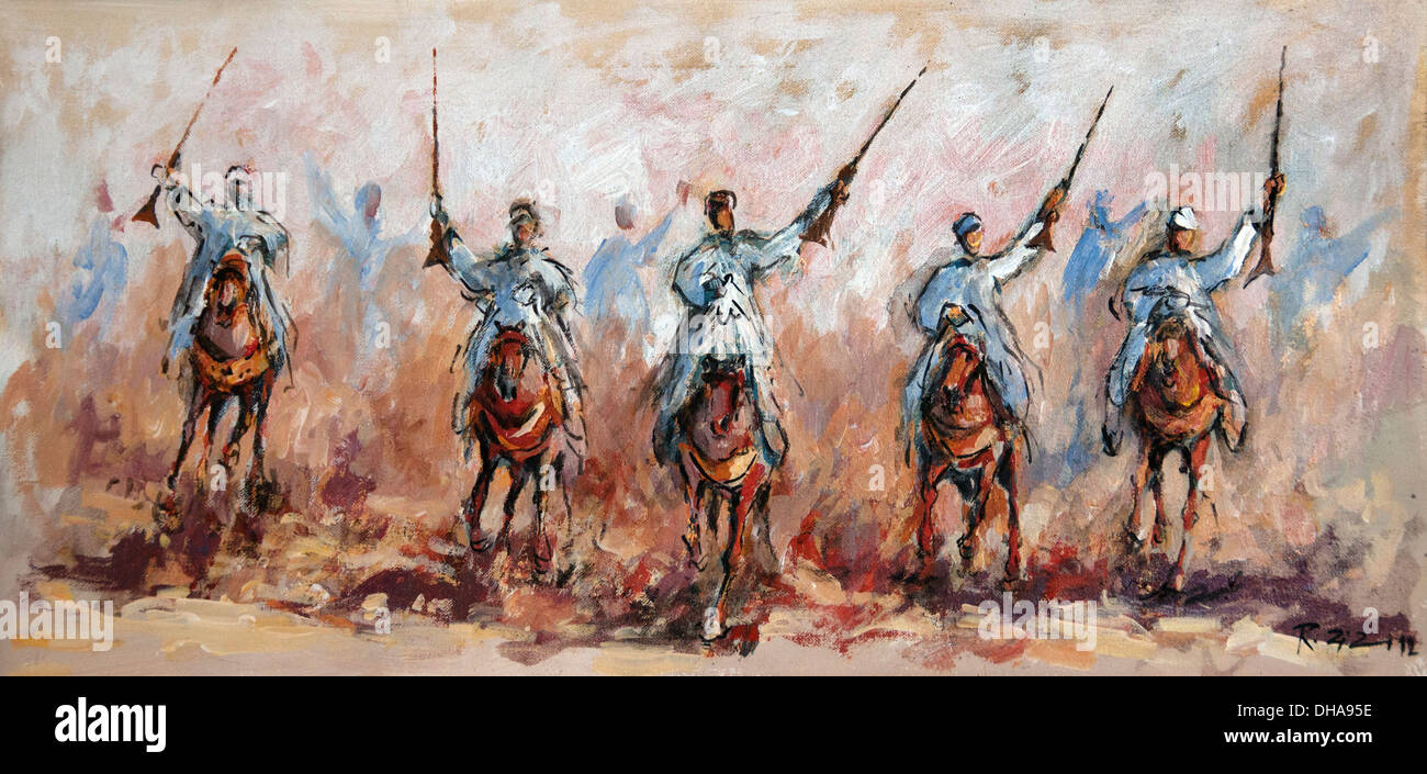 Maroc Sahara chevaux Cheval peinture de guerre Banque D'Images