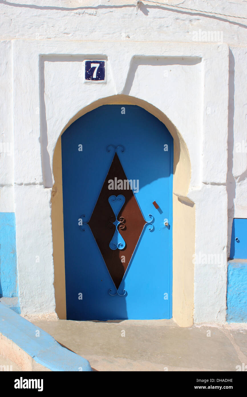 Porte de chambre à Sidi Ifni (Maroc) Banque D'Images