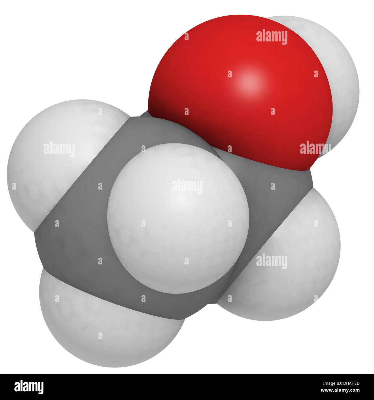 L'EtOH éthanol (alcool éthylique), molécule. Élément psychoactif principal de nombreuses boissons, y compris la bière et le vin. Banque D'Images