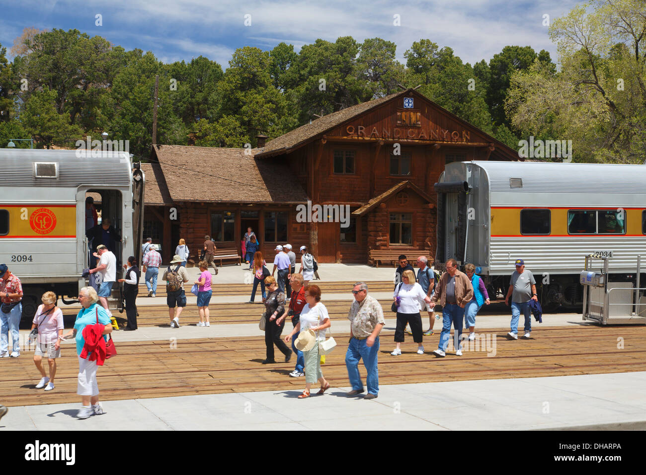 Grand Canyon Railroad Station, le Parc National du Grand Canyon, Arizona. Banque D'Images