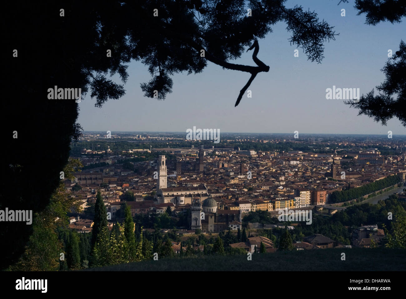 Vue sur le centre de la vieille ville de Vérone. Y compris la cathédrale de Vérone et Sant'Anastasia. Banque D'Images