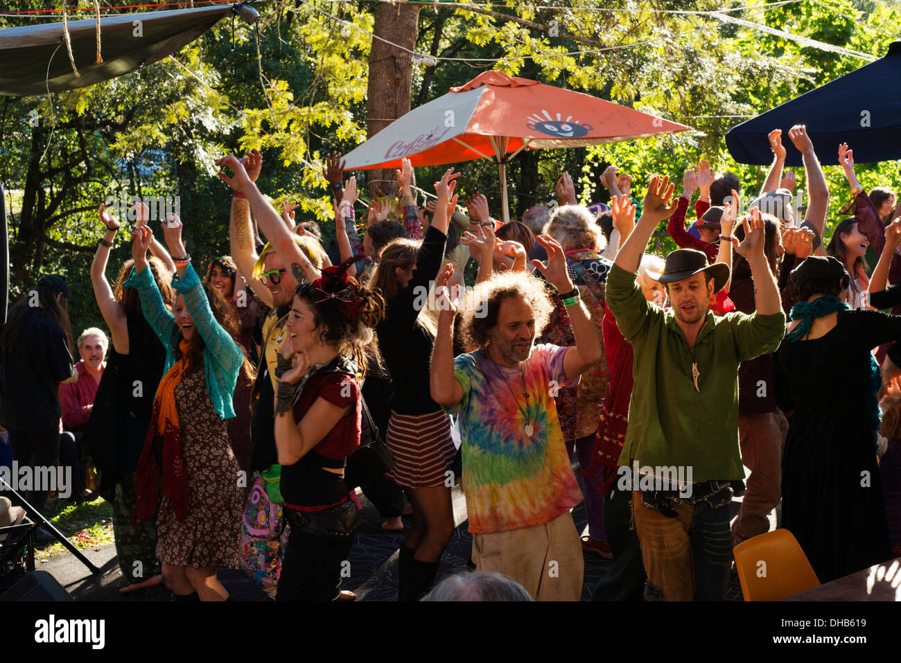 Danseuses à la 40e anniversaire de Nimbin Festival du Verseau. Banque D'Images