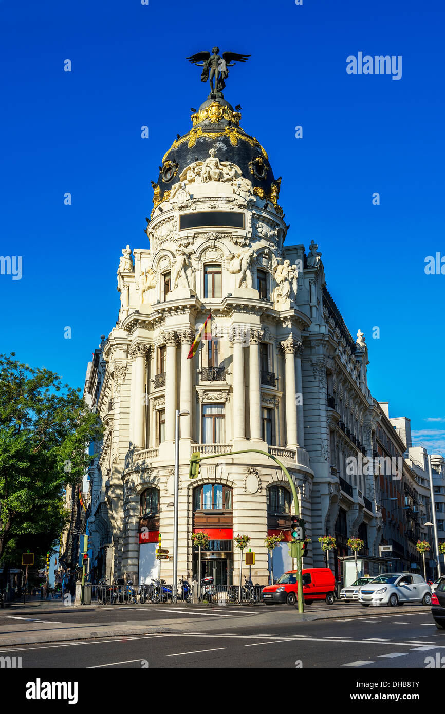 La position centrale de nuit dans la ville de Madrid, Espagne Banque D'Images