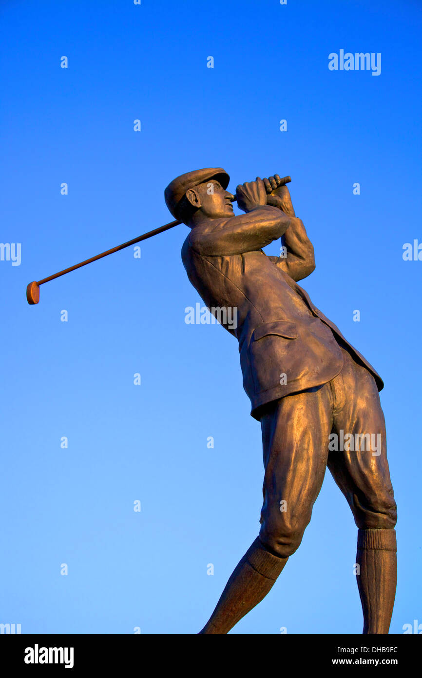 Statue de golfeur Harry Vardon, Jersey, Channel Islands Banque D'Images