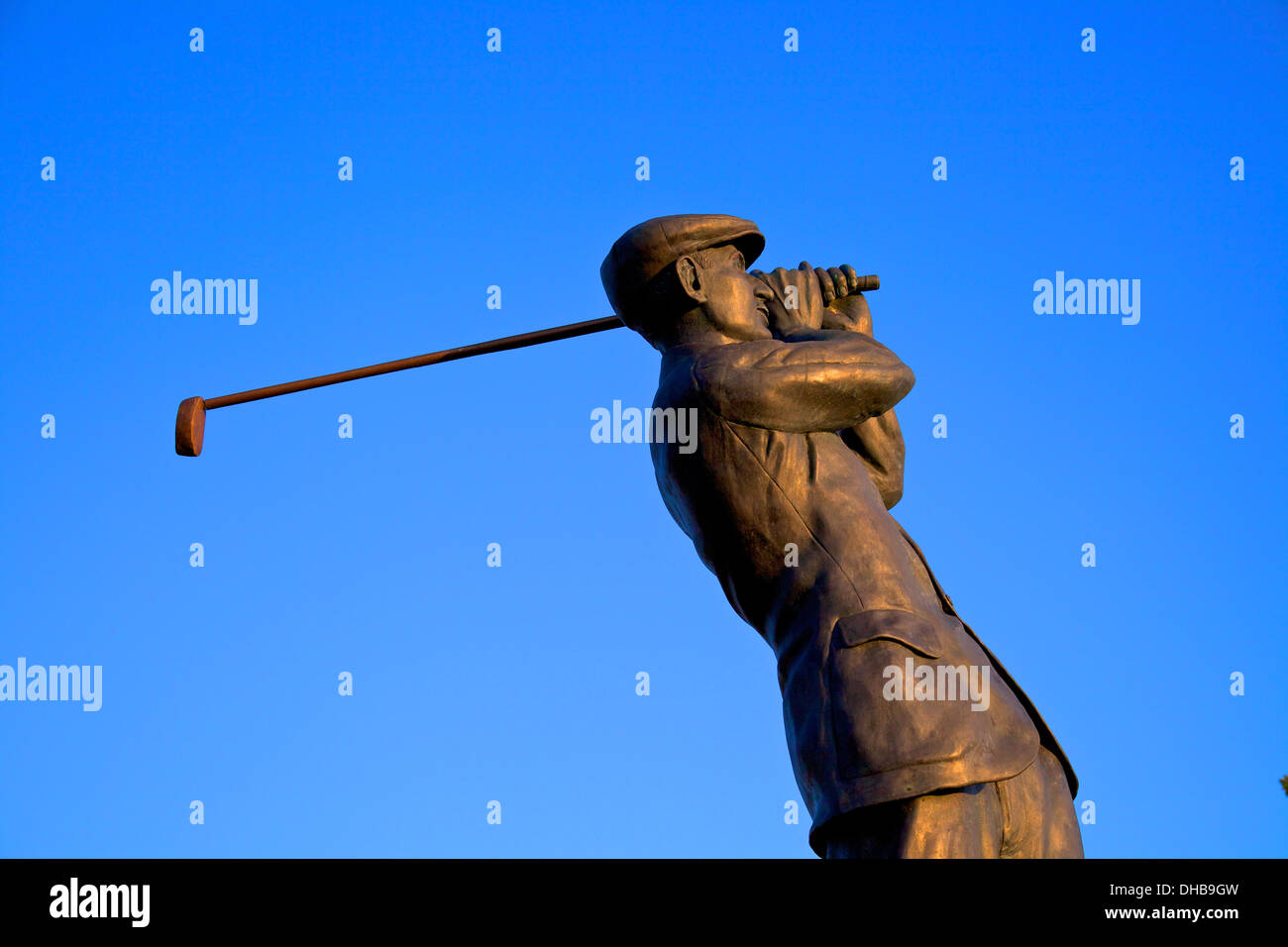 Statue de golfeur Harry Vardon, Jersey, Channel Islands Banque D'Images