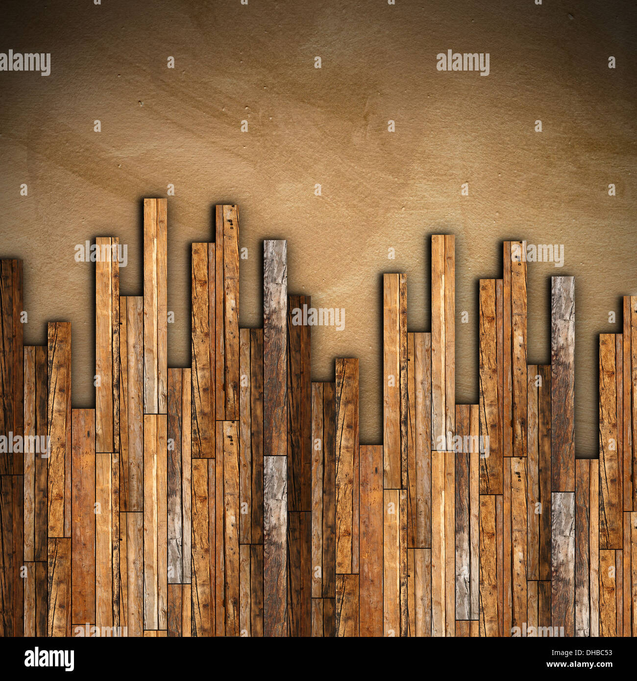 Parquet en acajou sur grunge vieux plancher Banque D'Images