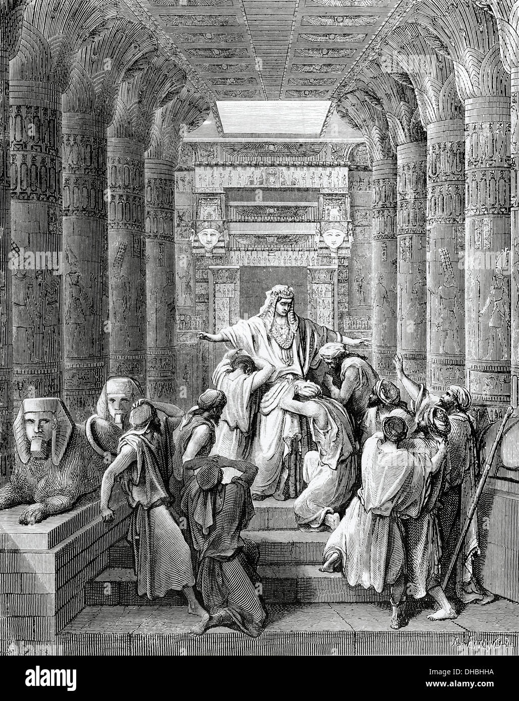 Ancien Testament. La genèse. Joseph. Patriarche d'Israël. Joseph reconnu par ses frères. Gravure de Gustave Dore. 19e siècle. Banque D'Images