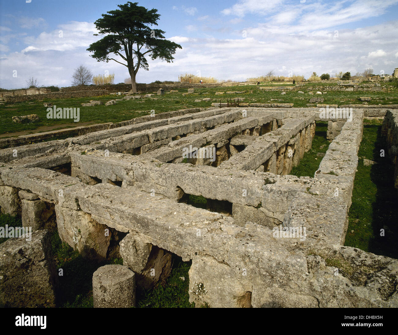 L'Italie. Paestum. Sanctuaire de Fortuna virilis. Piscine. 3ème siècle avant J.-C. Banque D'Images