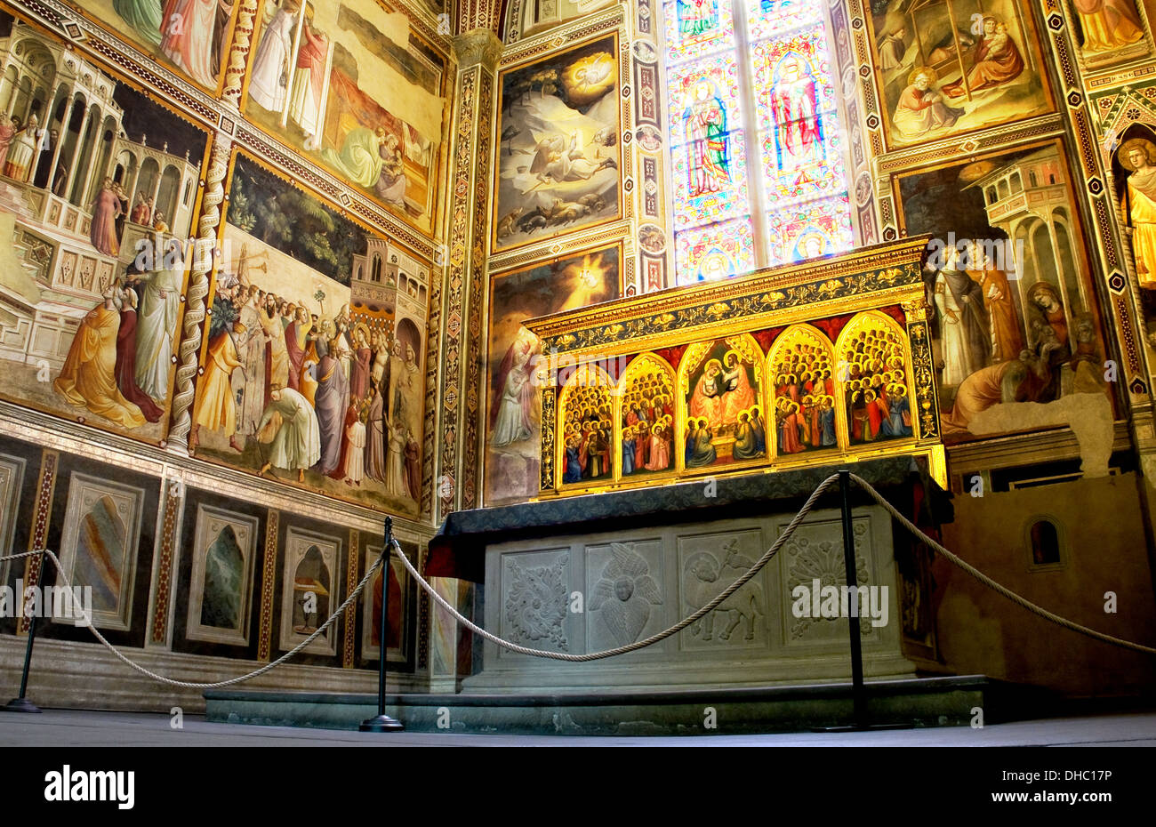 Chapelle Baroncelli dans transept droit de la Basilique Santa Croce. Florence, Italie Banque D'Images