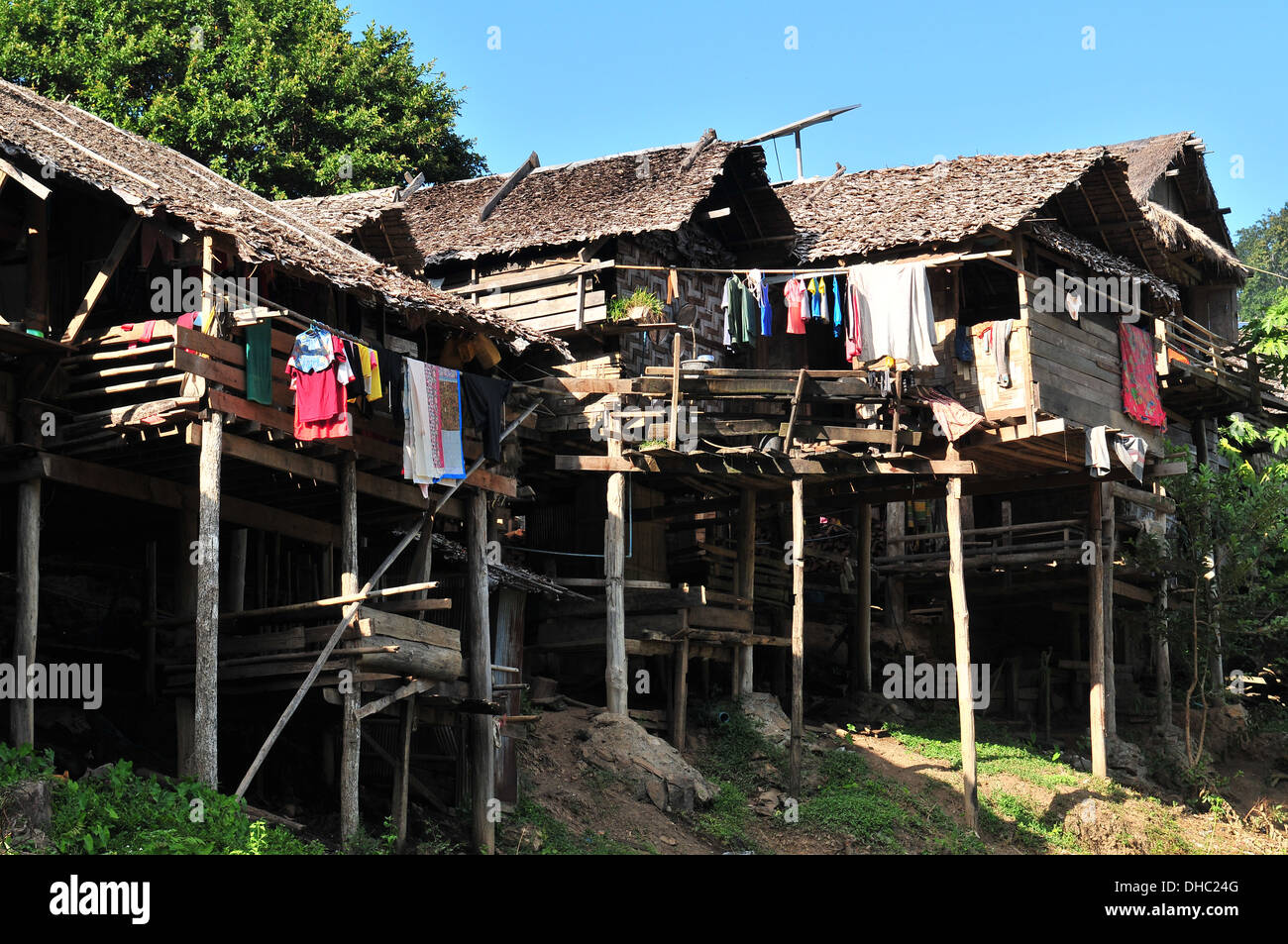 Village de la tribu long cou Hill (Mae Hong Son, Thaïlande) Banque D'Images