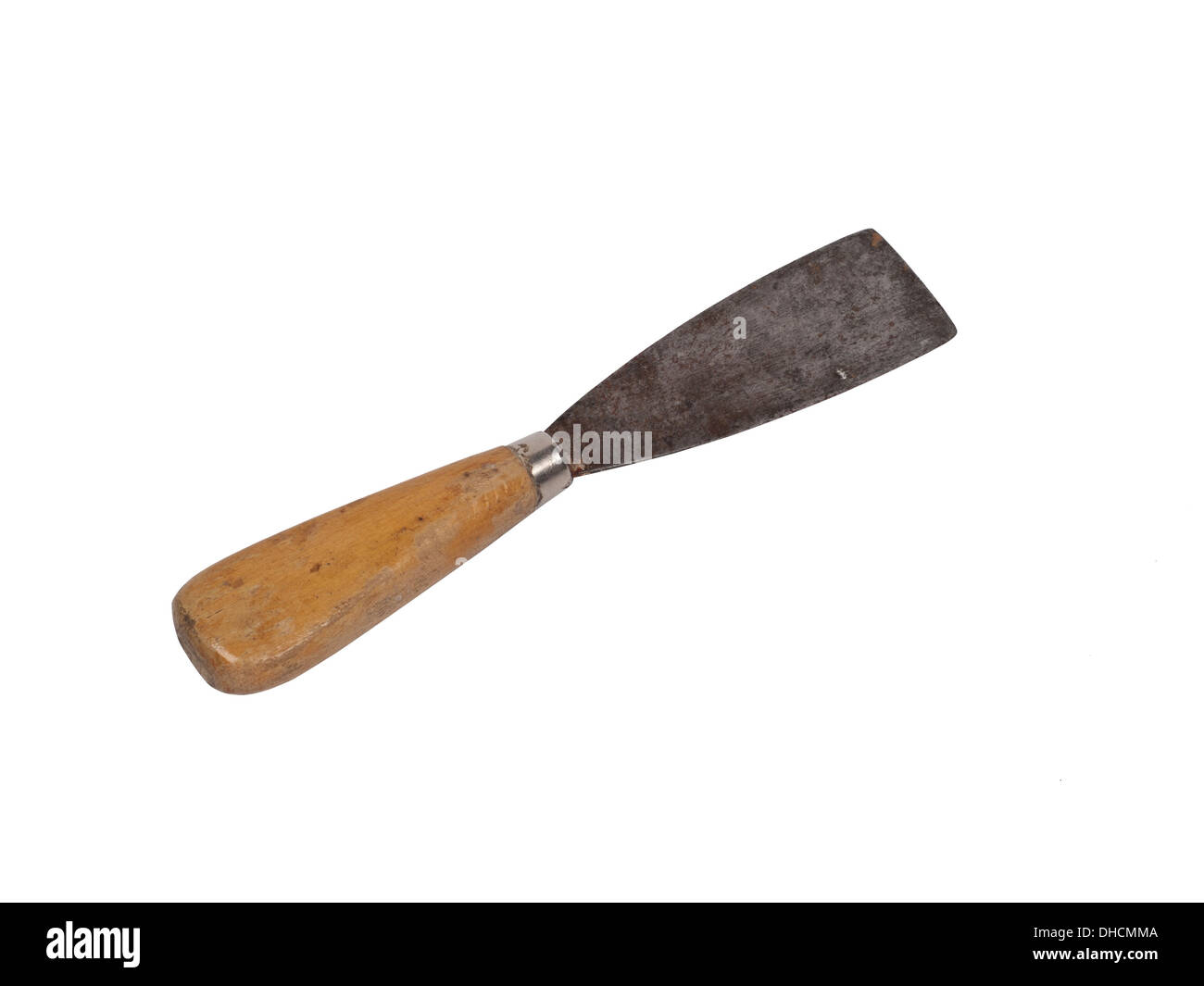Couteau à mastic utilisé isolé sur fond blanc Banque D'Images