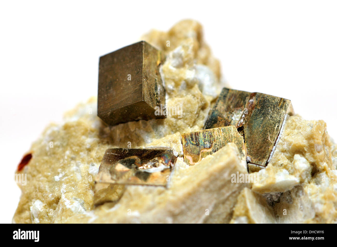 La pyrite de fer (cubes de l'Espagne) Banque D'Images