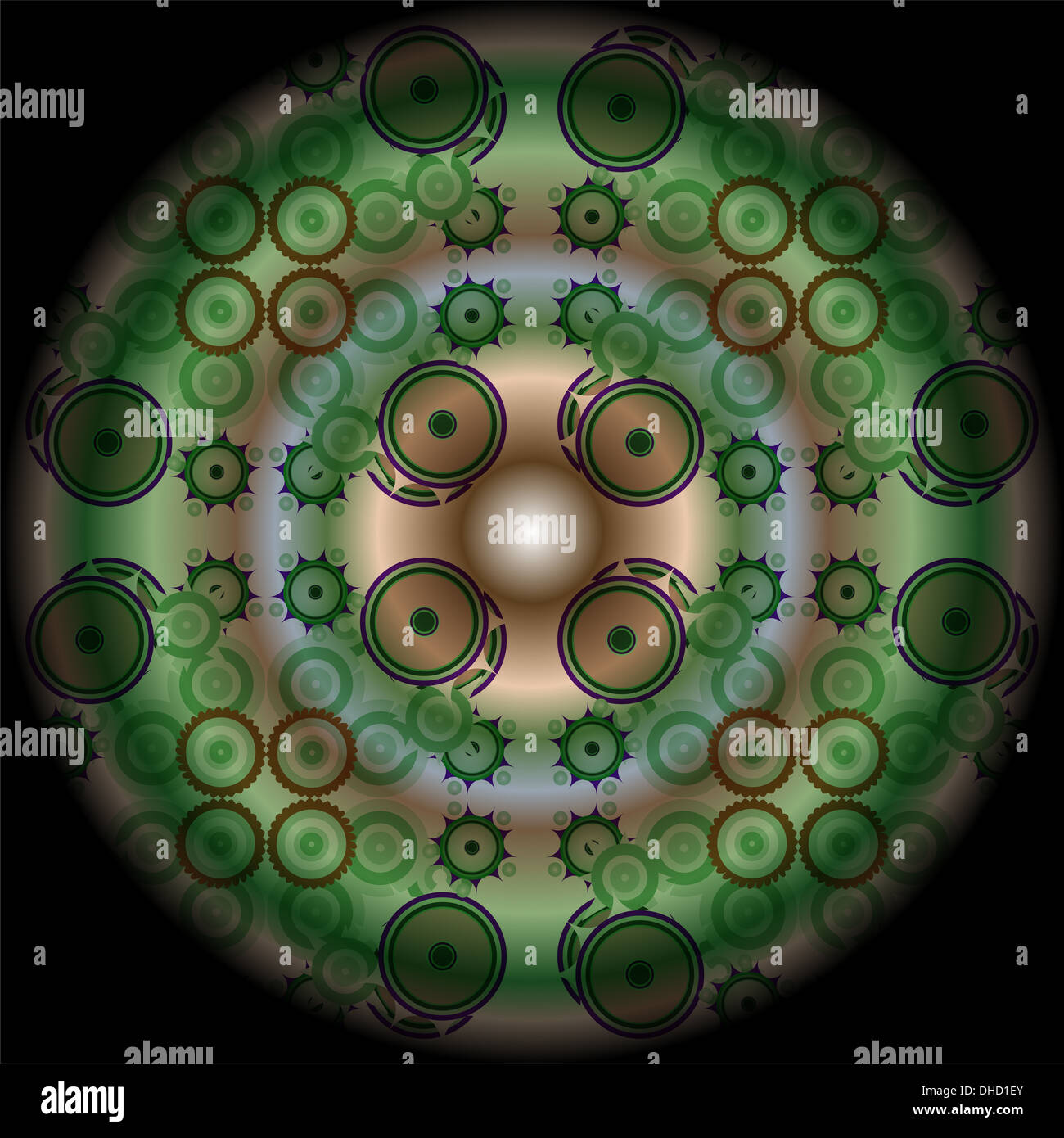 Résumé motif mandala vert Banque D'Images