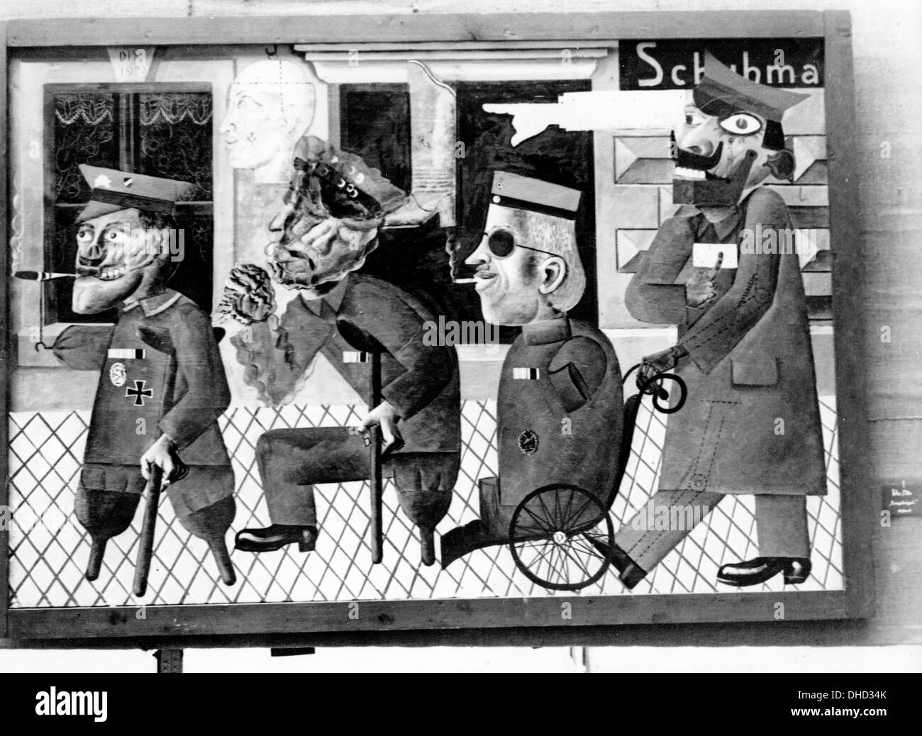 Une image de propagande nationale socialiste montre la peinture "les paralyses de guerre" d'Otto dix à l'exposition d'art dégénéré à Dresde, Allemagne, septembre 1933. L'exposition a ouvert ses portes à Dresde en septembre 1933. Fotoarchiv für Zeitgeschichte / FILE - PAS DE SERVICE DE VIREMENT - Banque D'Images