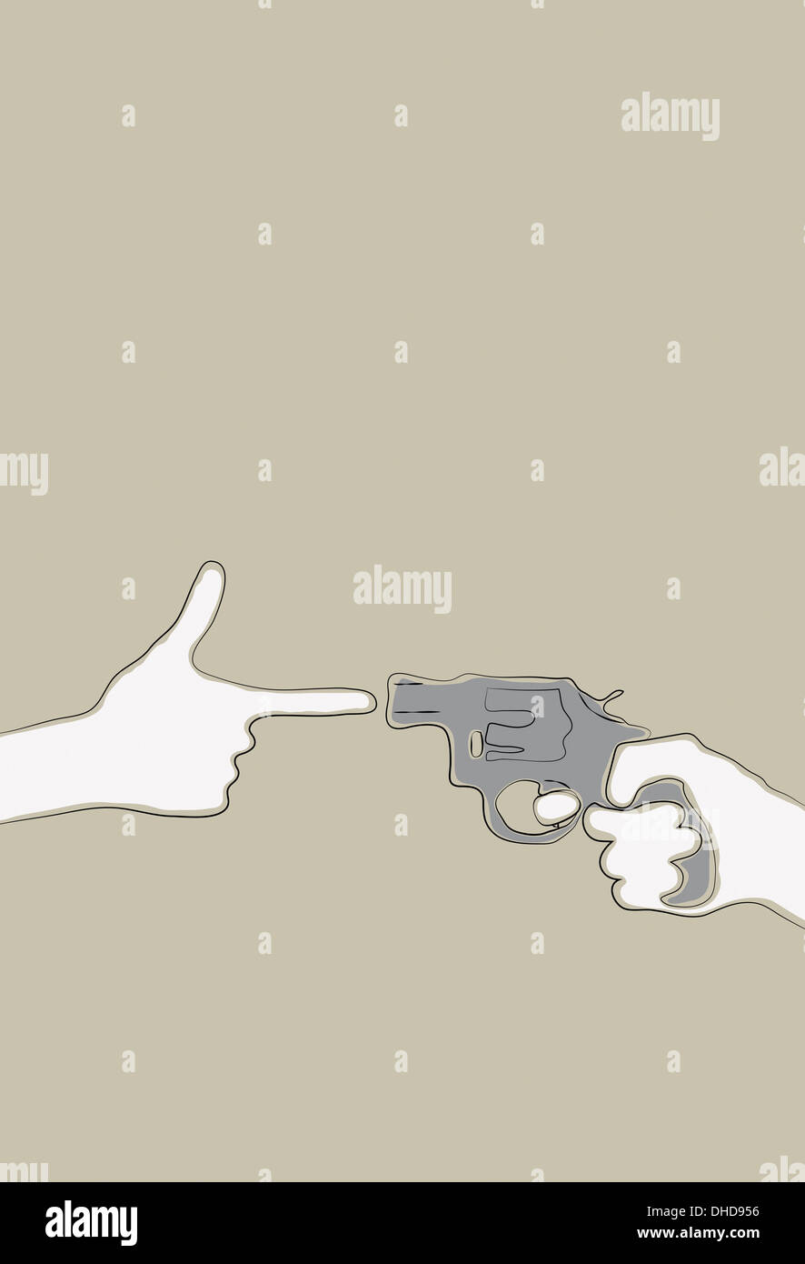 Des armes à feu à la main pointant un revolver au geste Banque D'Images
