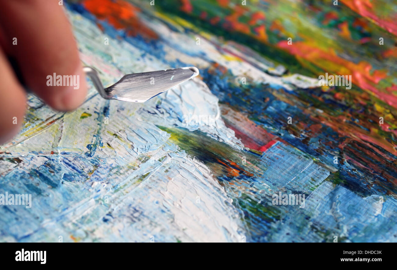 Art peinture avec couteau à palette Banque D'Images