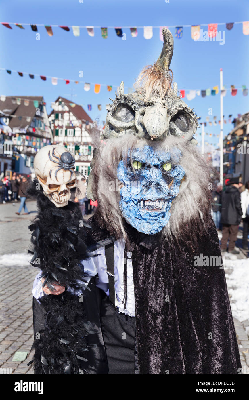 Fantasy monster, costume carnaval alémanique souabe, Gengenbach, Forêt Noire, Baden Wurtemberg, Allemagne, Europe Banque D'Images