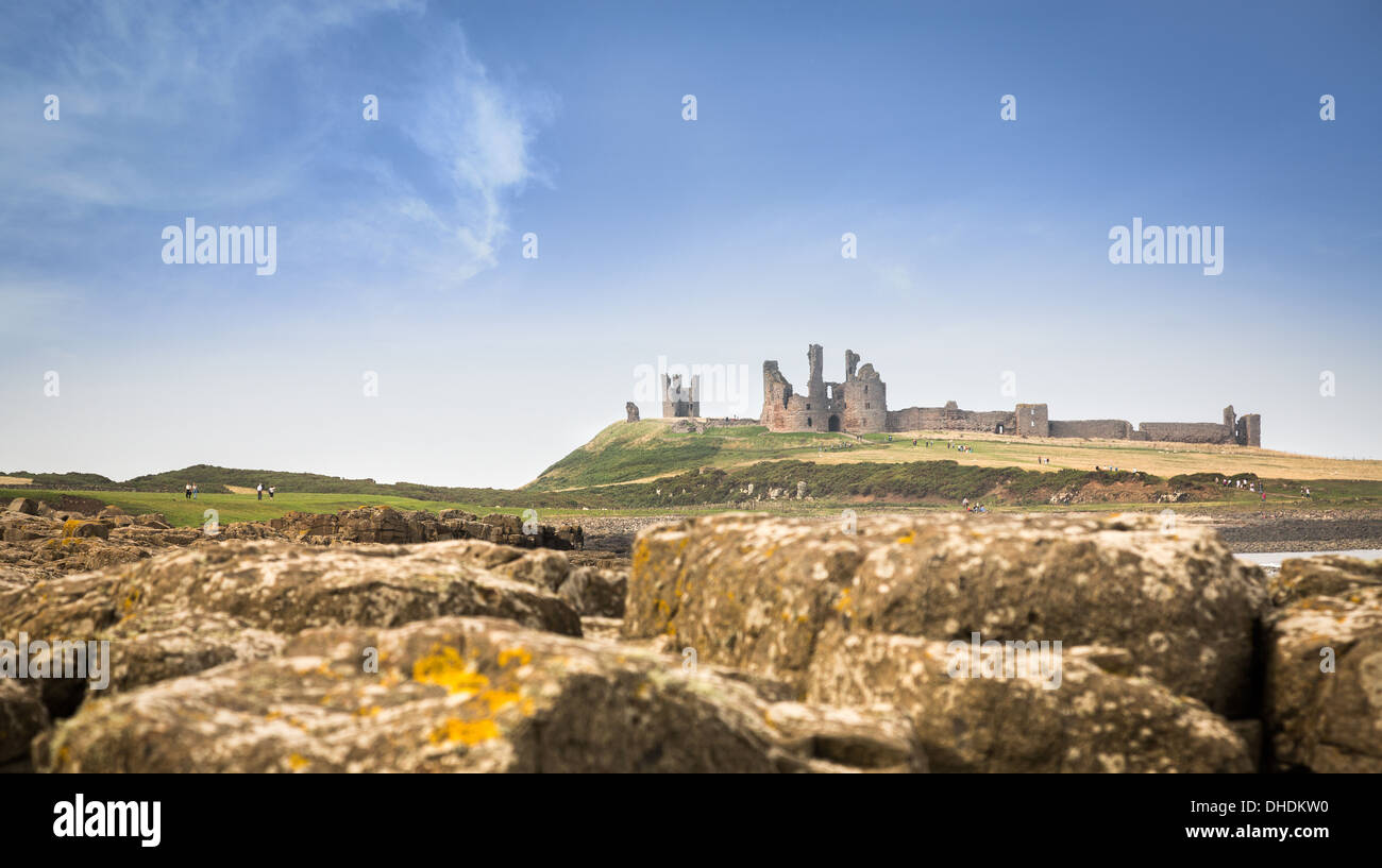 Château de Dunstanburgh, Craster, Northumberland, England, UK, FR Banque D'Images