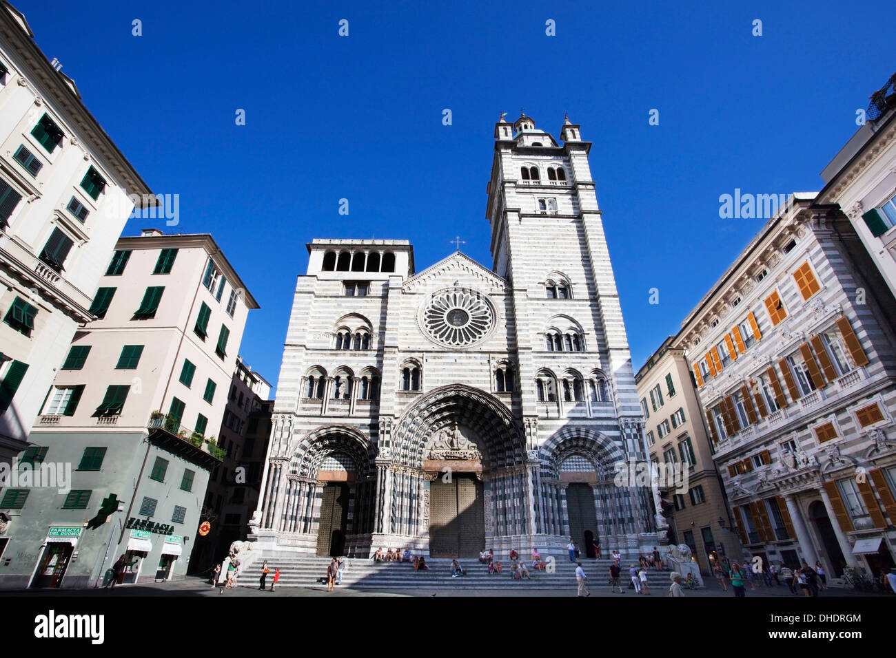 La Cathédrale San Lorenzo dans la vieille ville, Gênes, Ligurie, Italie, Europe Banque D'Images