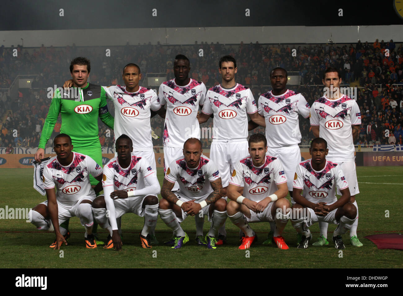 Au cours de leur playersl Bordeaux Europa League match de football contre l'APOEL Nicosie à GSP stadium à Nicosie, Chypre, Jeudi, Novembre 07, 2013 Banque D'Images