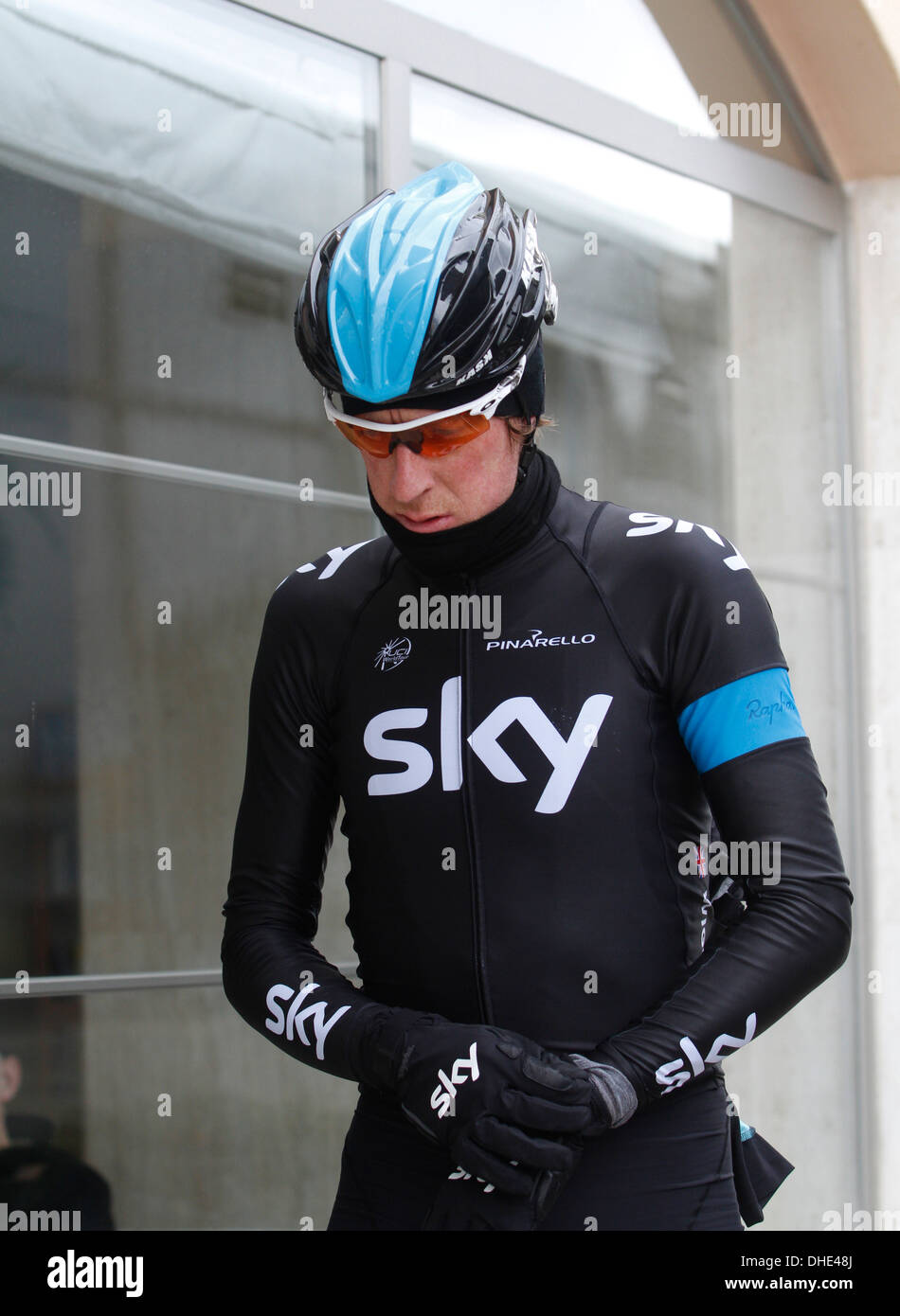 Bradley Wiggins vu après une saison dans son stade d'avant-saison dans l'île de Majorque, en Espagne. Banque D'Images