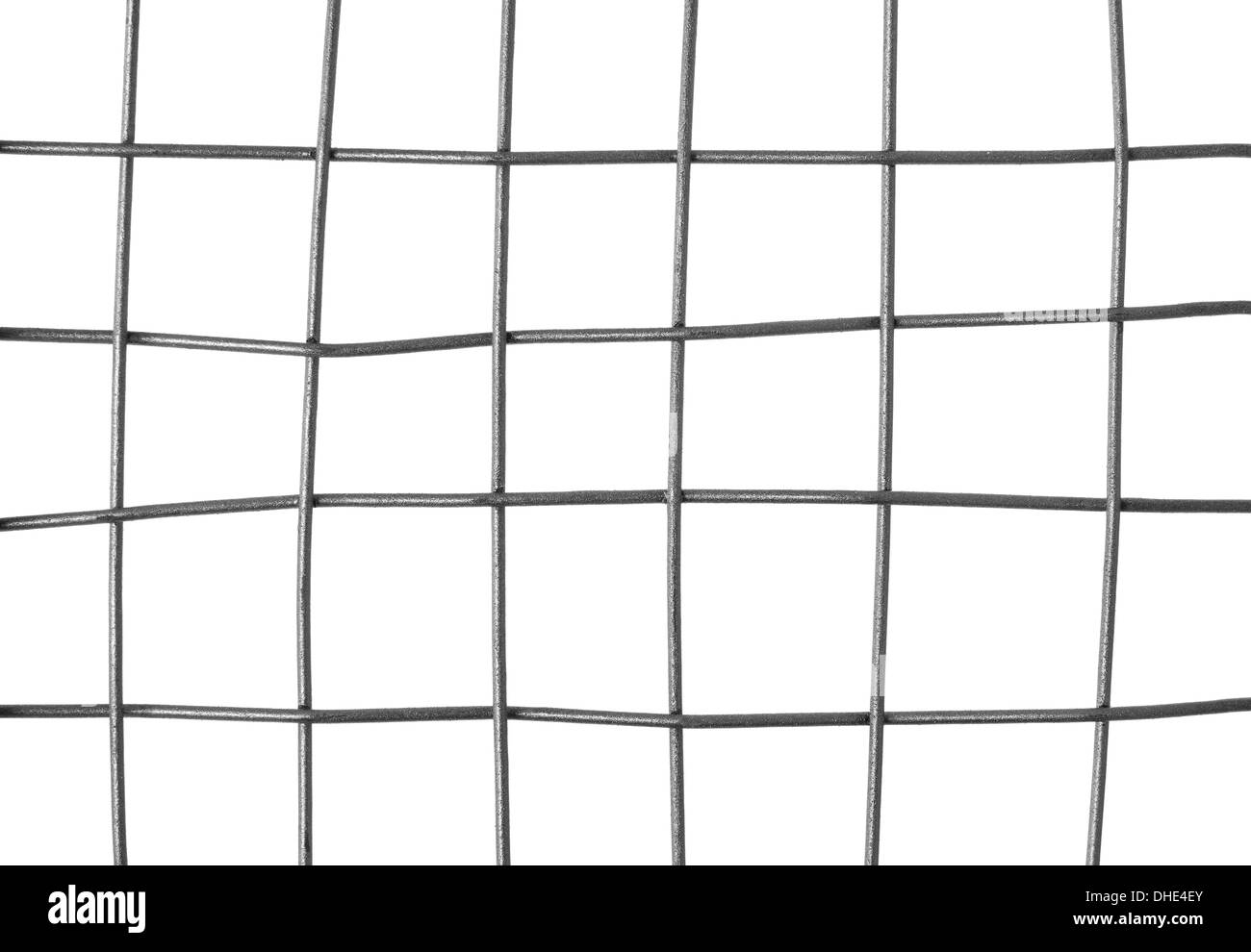 Close-up d'une grille métallique, isolé sur fond blanc. Banque D'Images