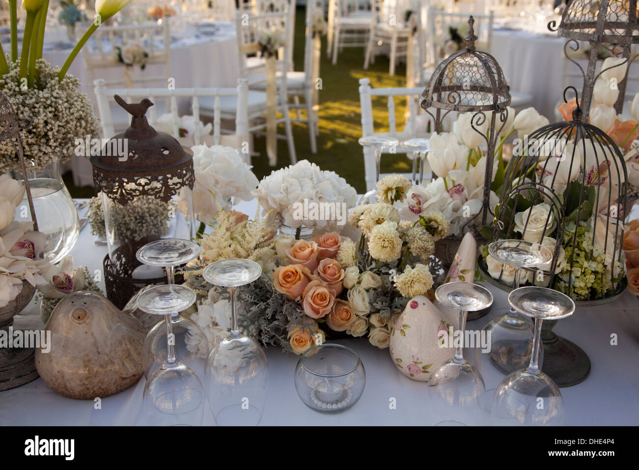 Décoration de table de mariage de luxe orange cadeaux de luxe argile articles cérémonie art artiste parti artefacts coutellerie beauté design Asie Banque D'Images