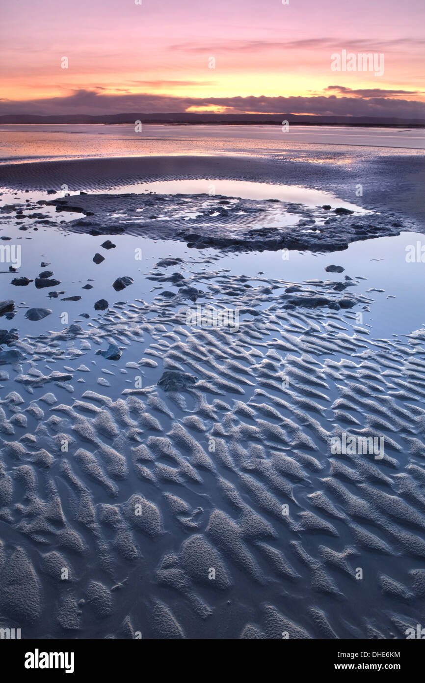 Burnham on Sea, Angleterre à marée basse prises au coucher du soleil. Banque D'Images