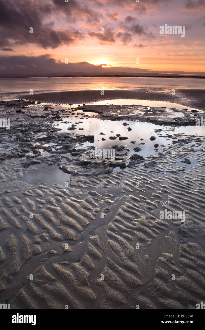 Burnham on Sea, Angleterre à marée basse prises au coucher du soleil. Banque D'Images