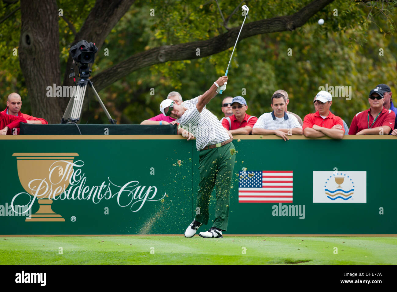 Dublin, Ohio, USA. 3e oct, 2013. Hideki Matsuyama (JPN) Golf : l'équipe de Hideki Matsuyama International du Japon au cours de la première série de quatre matchs de la Coupe des Présidents à Muirfield Village Golf Club à Dublin, Ohio, United States . © Thomas Anderson/AFLO/Alamy Live News Banque D'Images