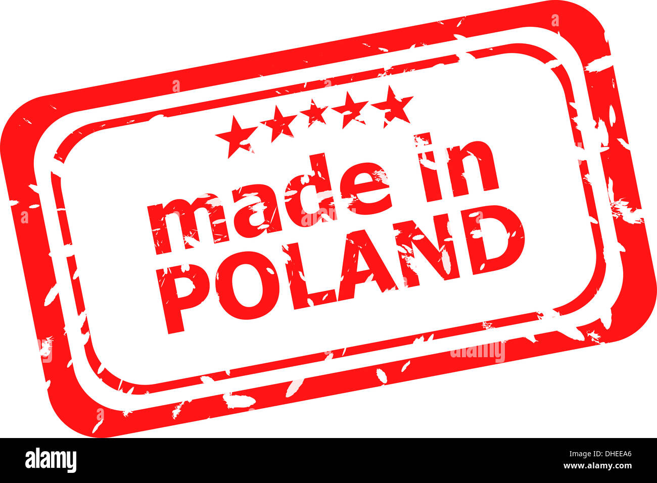 Timbres en caoutchouc rouge de made in Pologne Banque D'Images