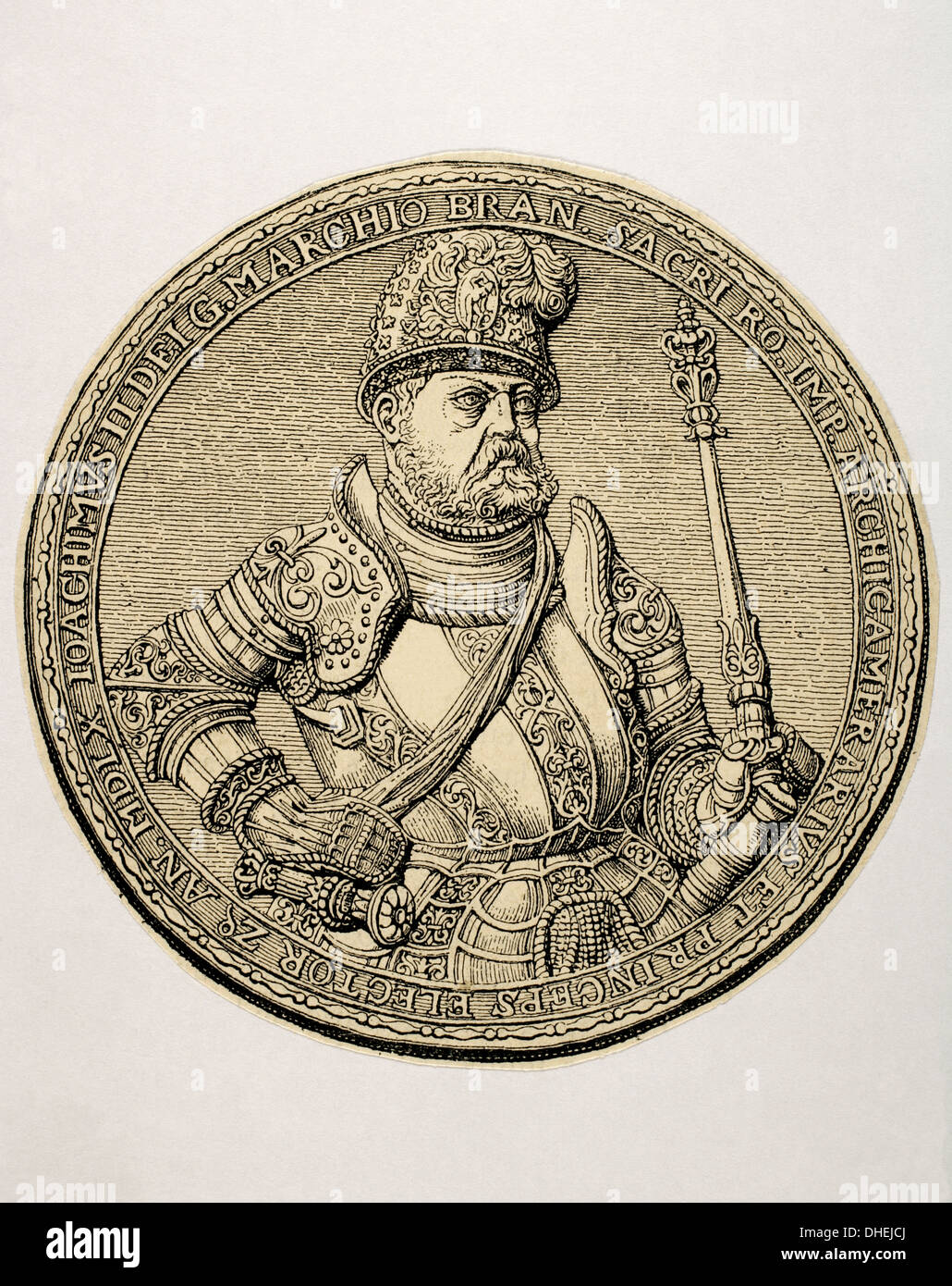 Joachim II Hector (1505-1571). L'électeur de Brandebourg. Membre de la maison de Hohenzollern. La gravure. Banque D'Images