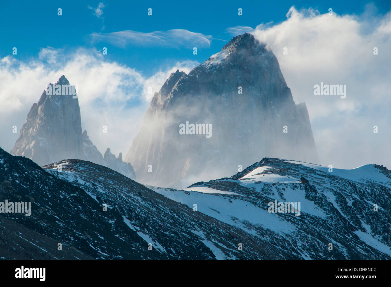 Mont Fitzroy, El Chalten, le Parc National Los Glaciares, UNESCO World Heritage Site, Patagonie, Argentine Banque D'Images