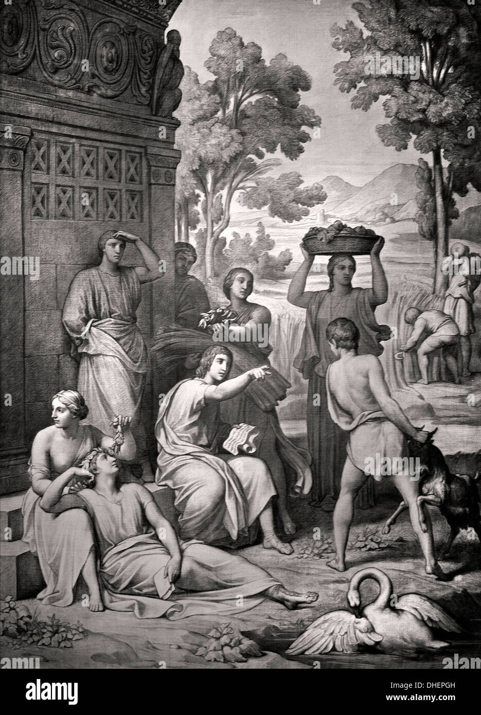Virgile lisant le quatrième Eclogue (les catacombes à la morale projet Pantheon à Paris en 1848 Paul Chenavard 1807-1895 Banque D'Images