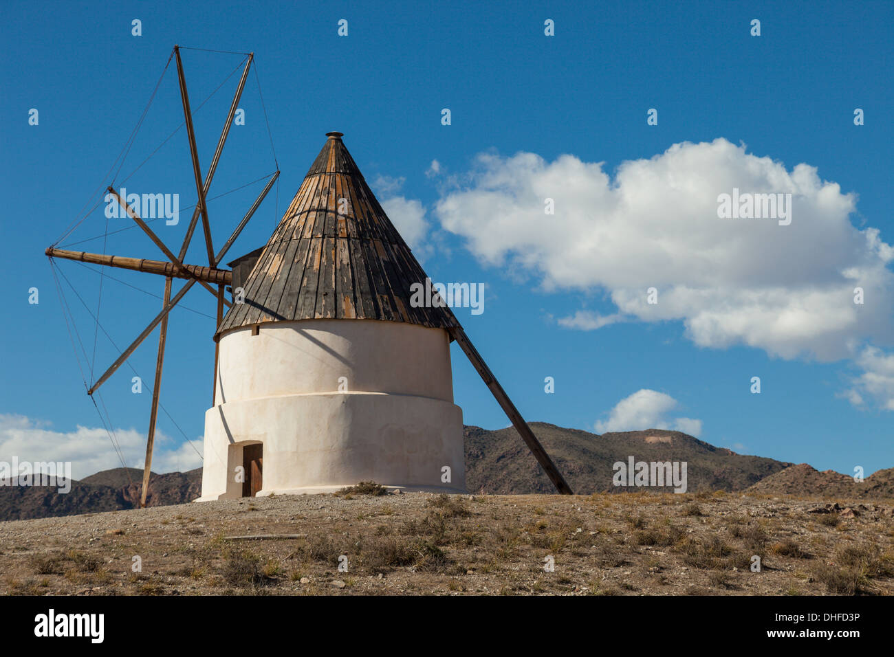 Molino de los Genoveses (moulin de l'époque génoise) près de San José, Almería, Andalousie, en Espagne. Banque D'Images