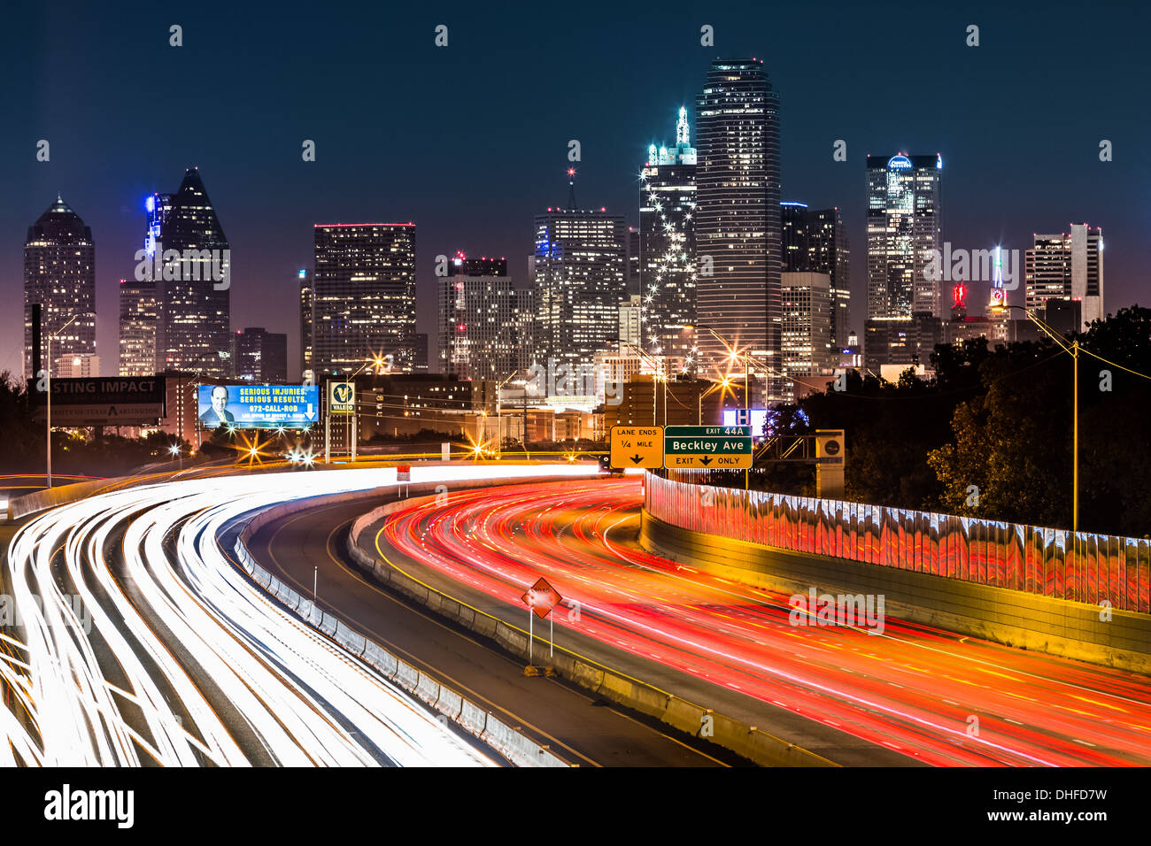 Dallas skyline by night Banque D'Images