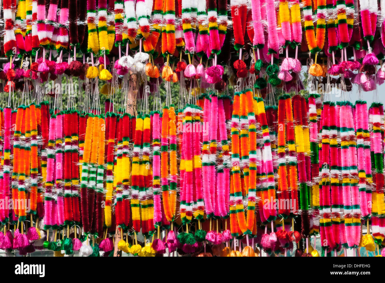 L'Inde, Rajasthan, Jaipur, Diwali guirlandes décoratives Banque D'Images