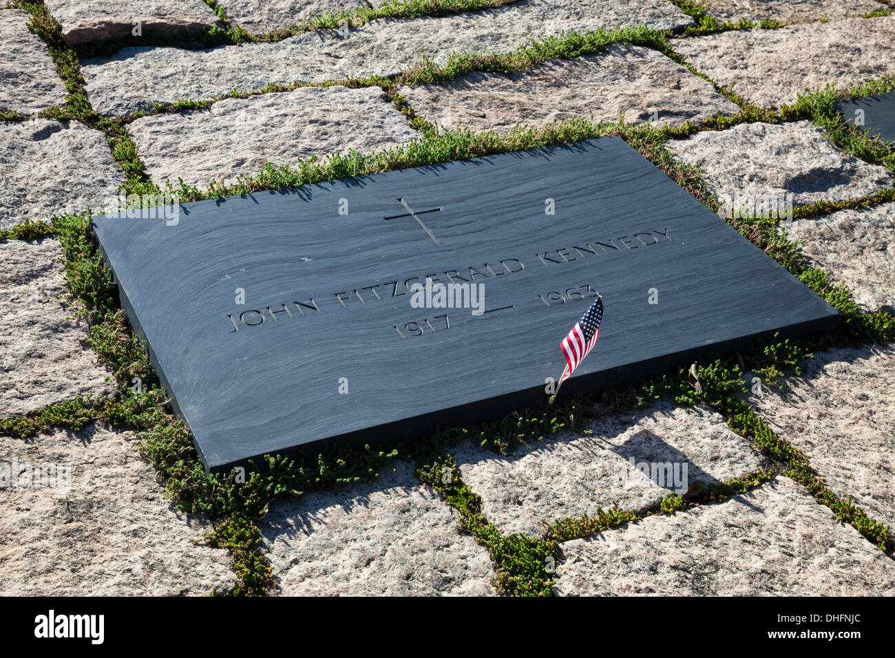 John F Kennedy pierre tombale à Washington Memorial, le cimetière d'Arlington Banque D'Images