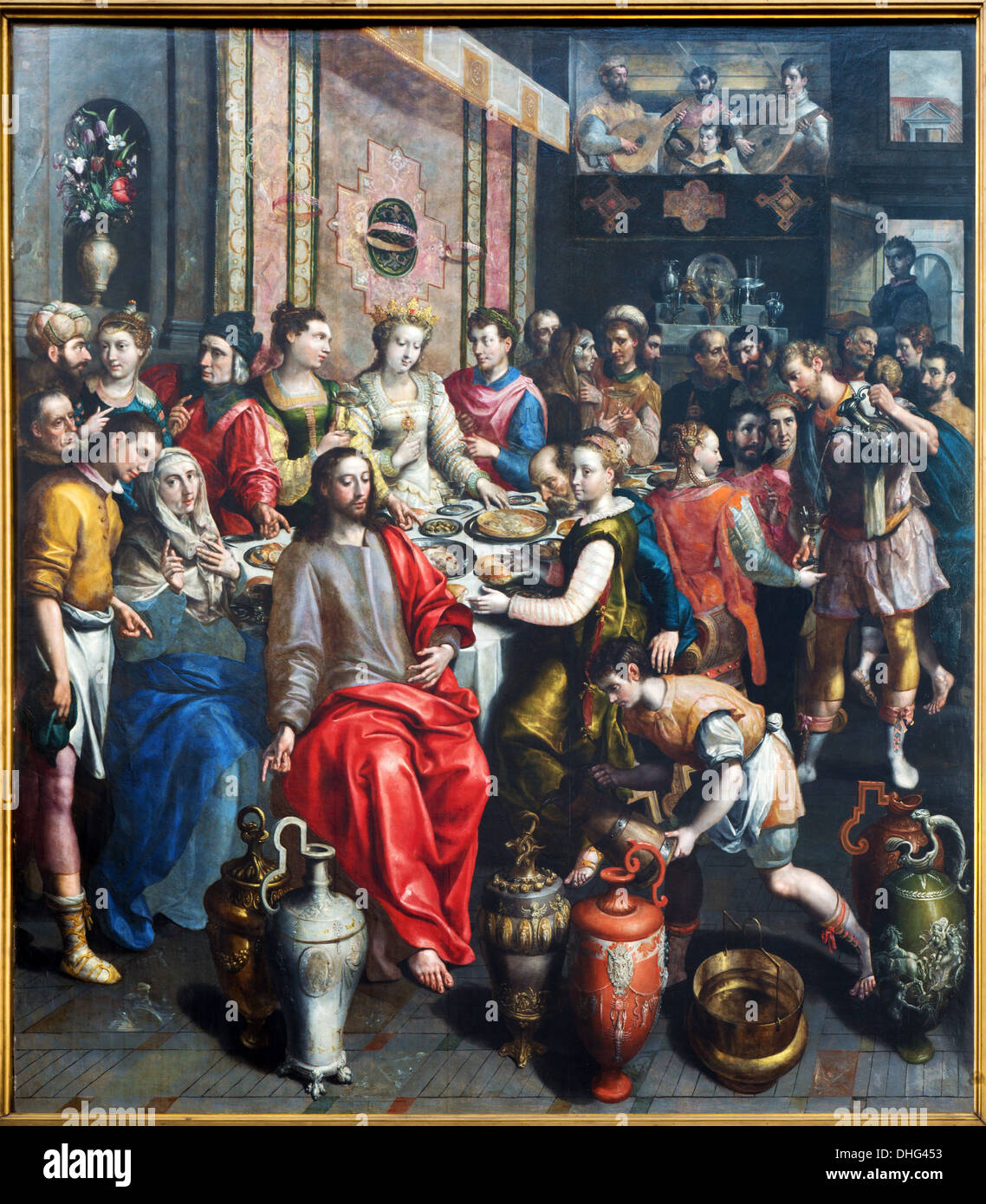Anvers - Peinture de Miracle à Cana par scène Maerten de Voos d'année 1597 dans la cathédrale de Notre-Dame Banque D'Images