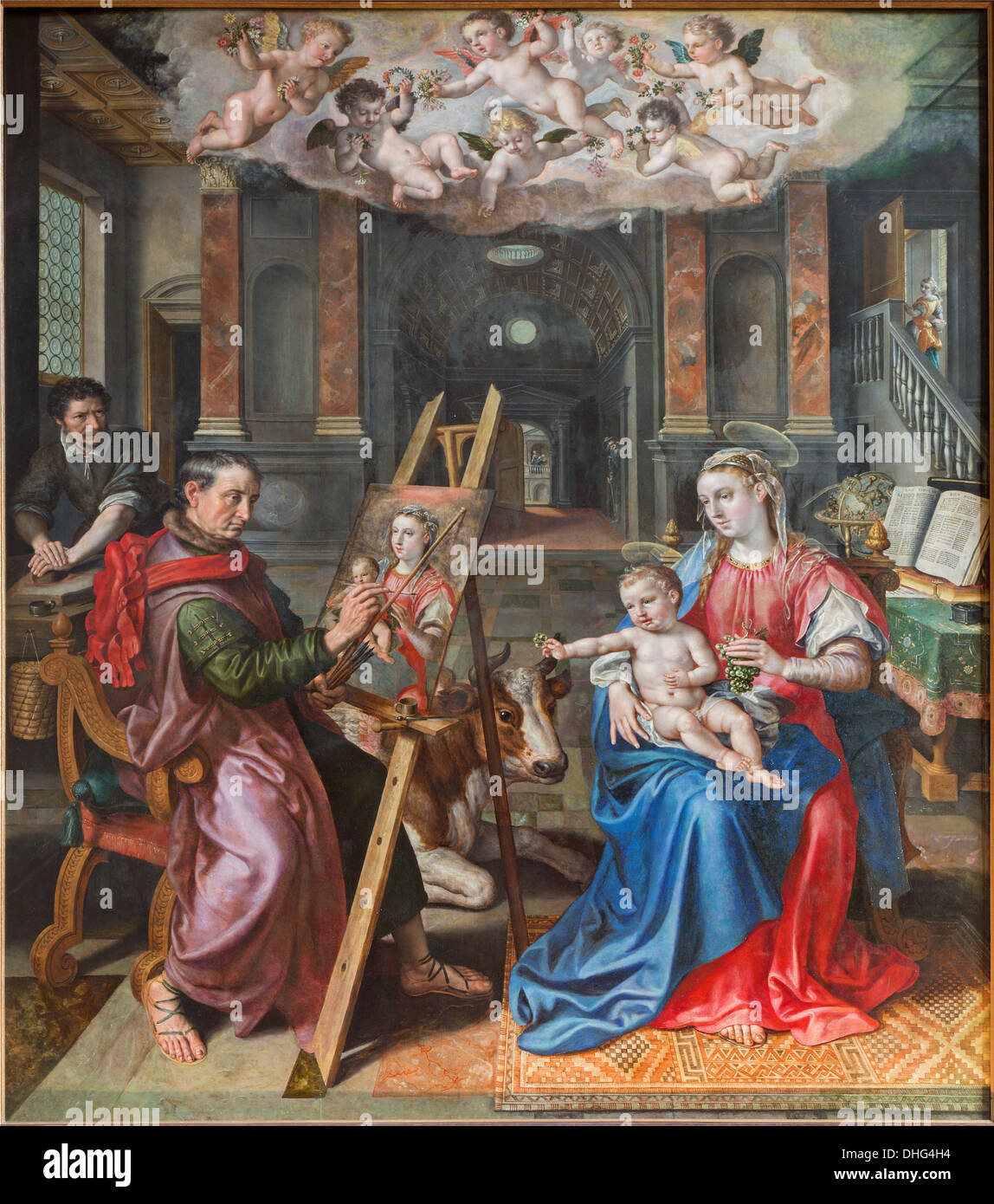Anvers - Saint Luc peinture de Madona par Maerten de Vos d'année 1602 dans la cathédrale de Notre-Dame Banque D'Images