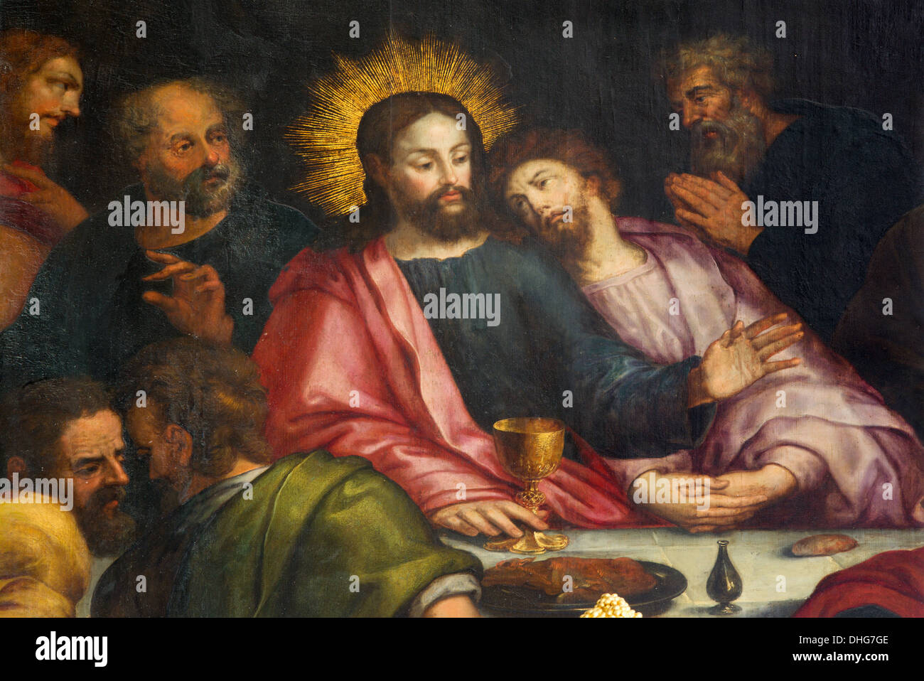 Anvers - Jésus et st. John au dernier dîner - Jakobskerk Banque D'Images