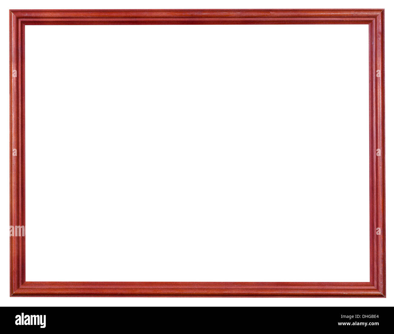Rouge étroit cadre photo moderne en bois avec cut out toile isolé sur fond blanc Banque D'Images