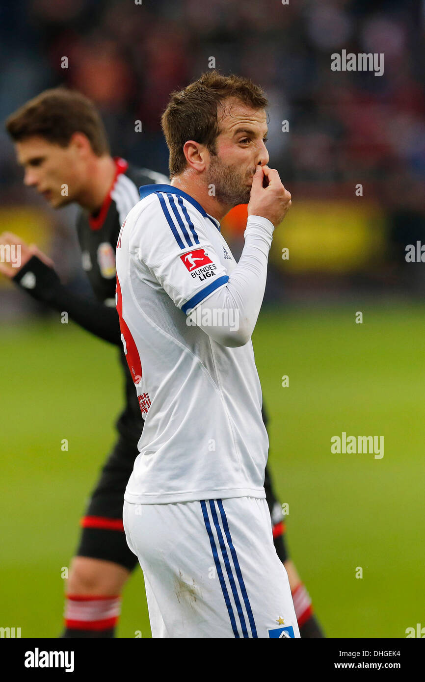 Soccer, Football, Leverkusen, Allemagne Bundesliga, 1.Division, 1.ligue, Journée 12, Bayer Leverkusen - Hambourg SV 5-3 dans le stade Bay-Arena à Leverkusen le 9 Novembre 2013 Rafael van der Vaart (HSV) Photo : Norbert Schmidt Banque D'Images