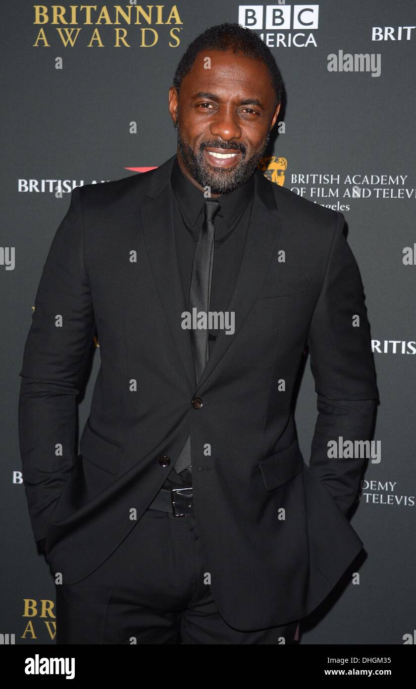 Idris Elba arrive à la remise des prix de la BAFTA Britannia à Los Angeles, Californie, le 9 novembre 2013 Banque D'Images