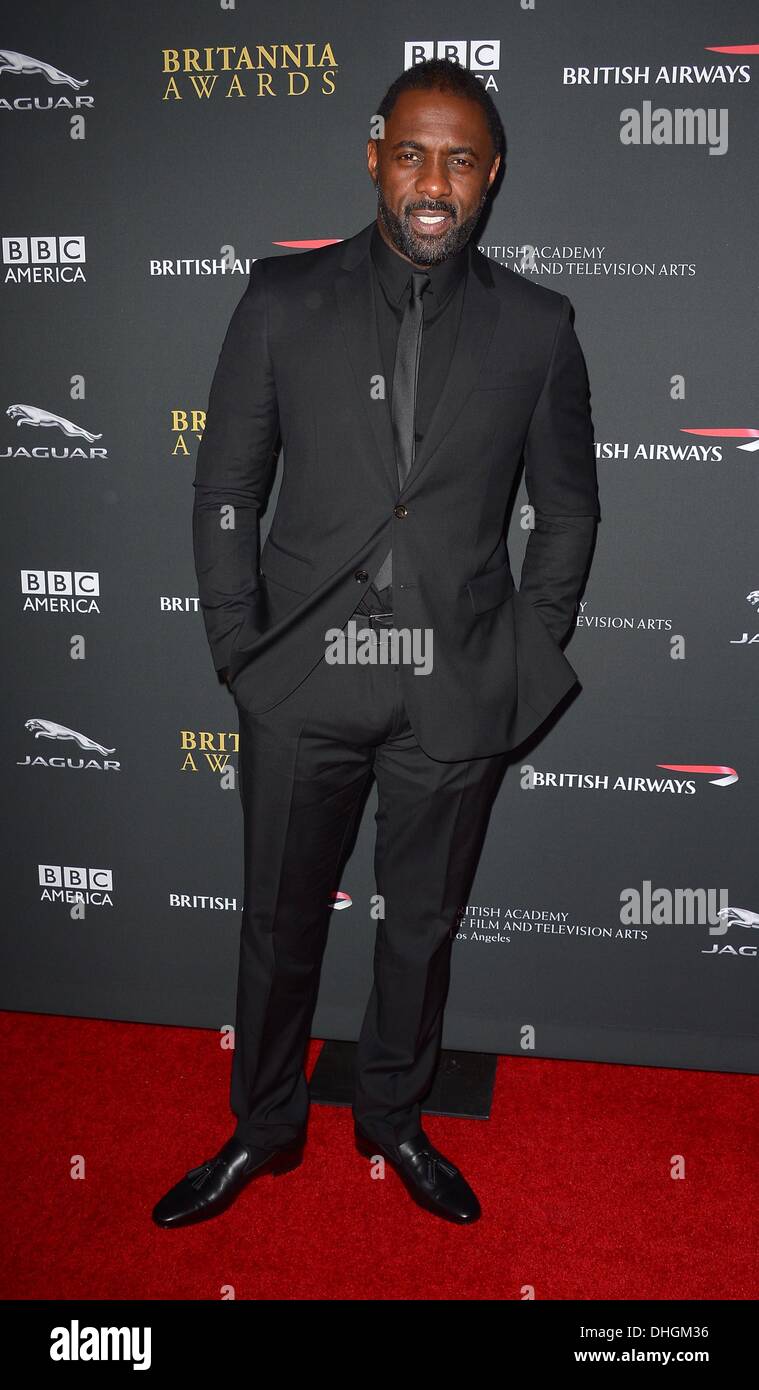 Idris Elba arrive à la remise des prix de la BAFTA Britannia à Los Angeles, Californie, le 9 novembre 2013 Banque D'Images