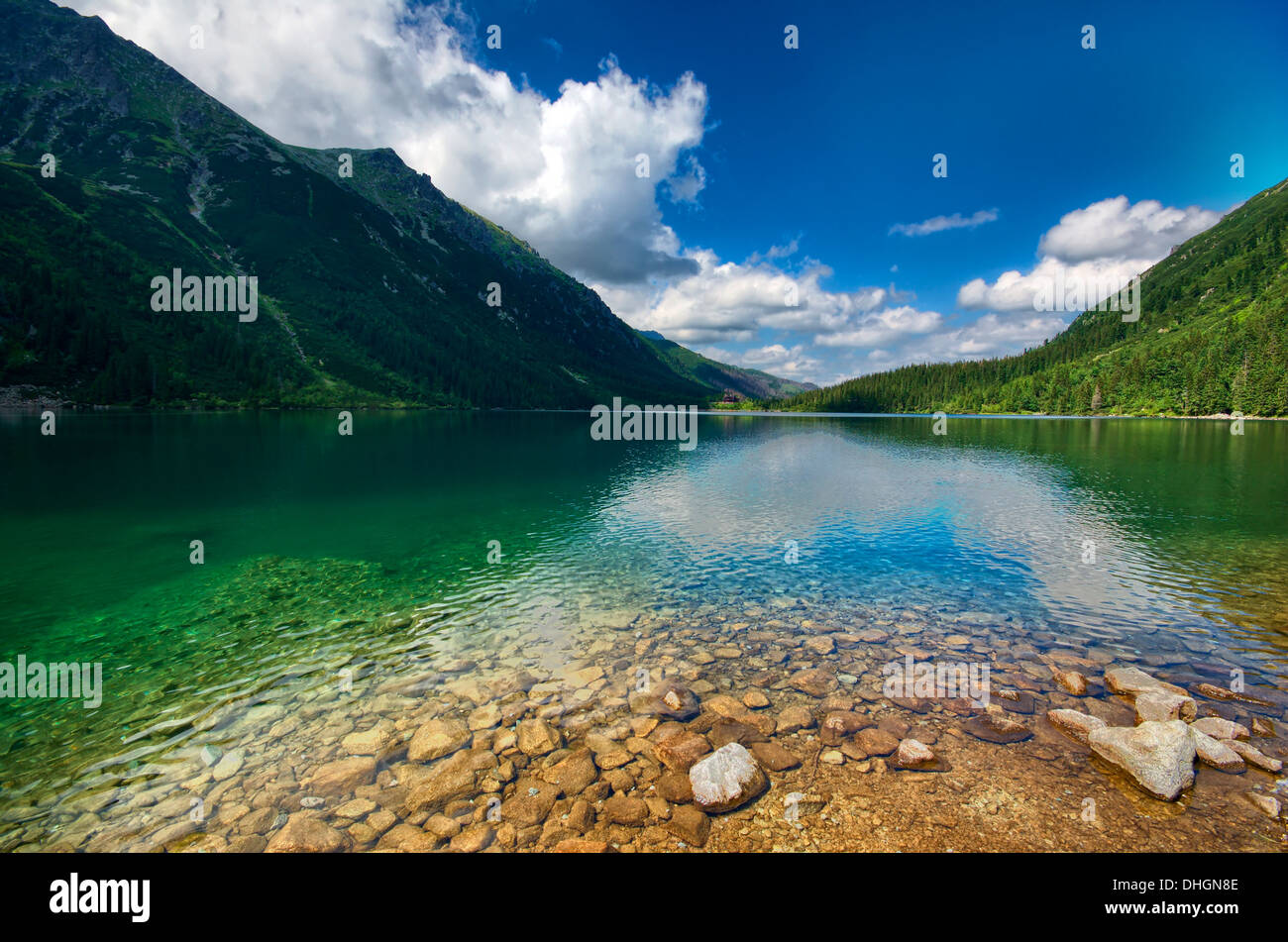 Dans le lac Morskie Oko Tatras, Pologne Banque D'Images