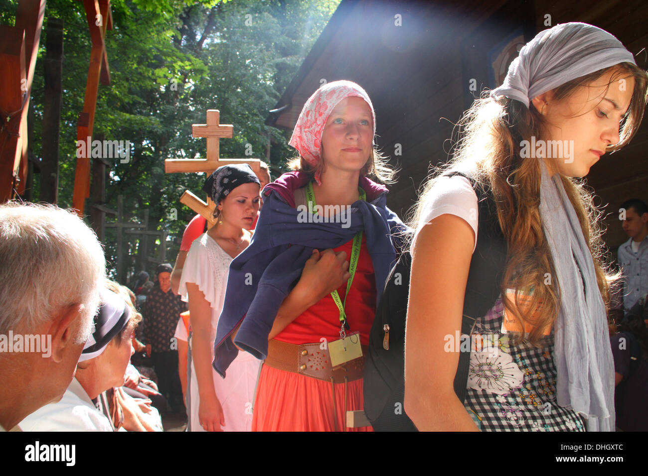 Pèlerinages chrétiens orthodoxes à la sainte montagne de Grabarka en Pologne Banque D'Images