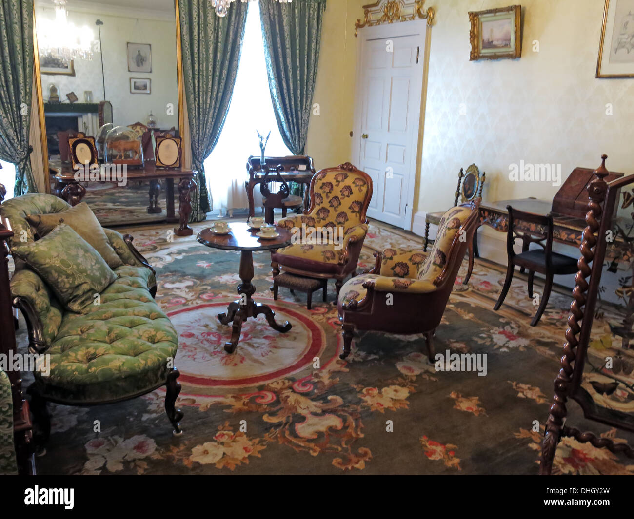 Chambre à coucher, Dunham Massey, dans la soirée. NT près de Altrincham, Cheshire, England, UK Banque D'Images