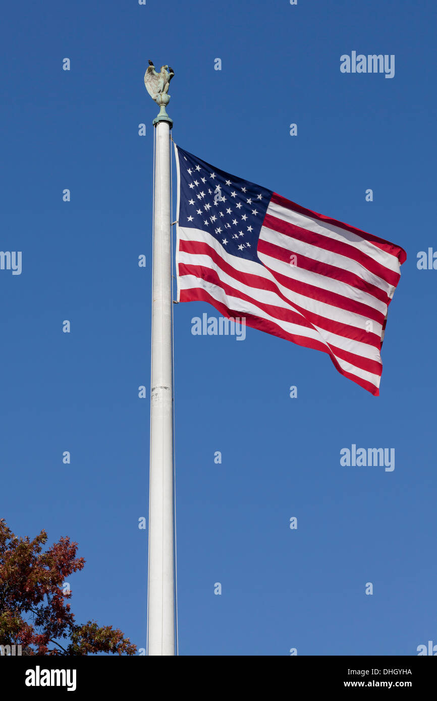 Drapeau américain sur perche Banque D'Images