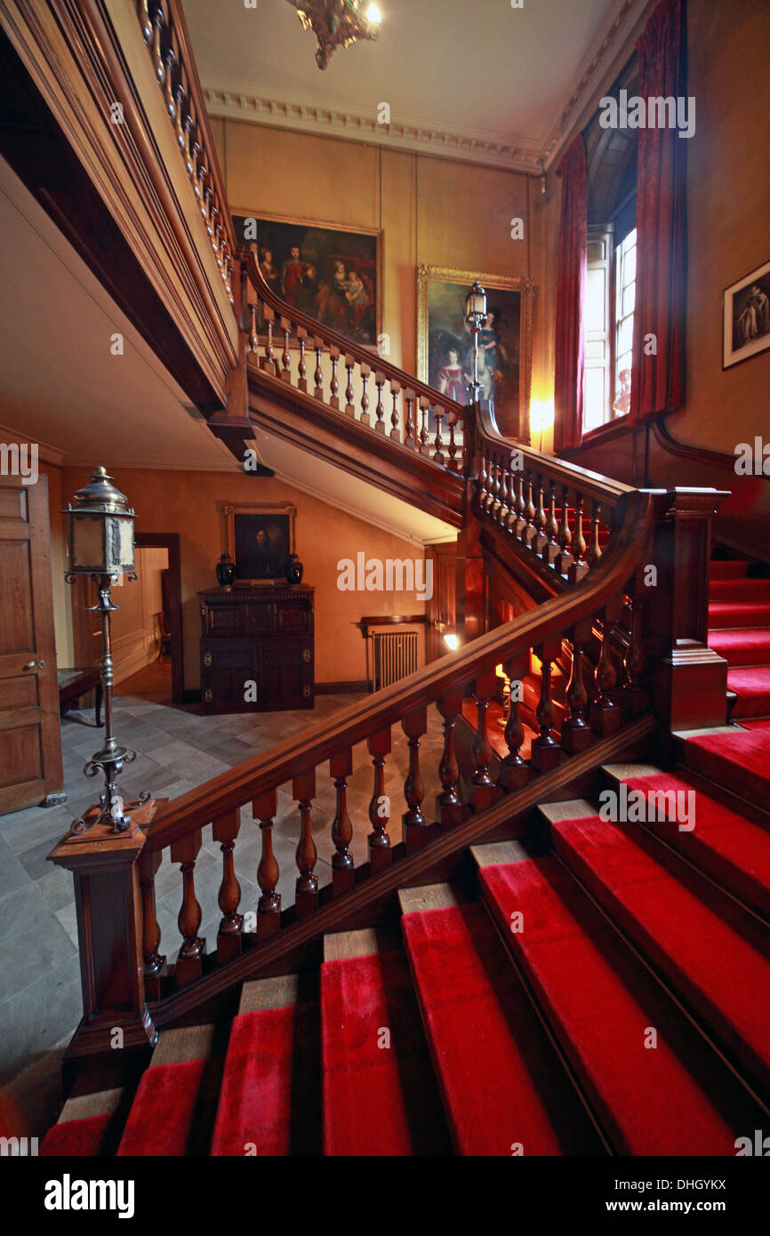 L'escalier à Dunham Massey Hall chambre NT près de Altrincham Cheshire England UK WA14 4SJ Banque D'Images